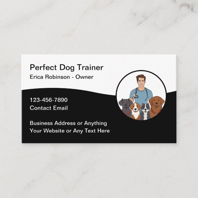 Dog Trainer Business Cards Moderne Visitenkarte (Vorderseite)