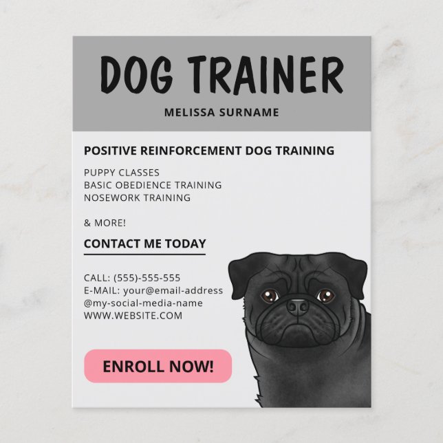 Dog Trainer Dog Dog Pet Service Grau Flyer (Vorne)