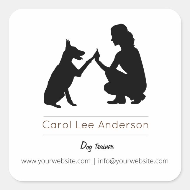 Dog-Trainer/Dog-Training Quadratischer Aufkleber (Vorderseite)
