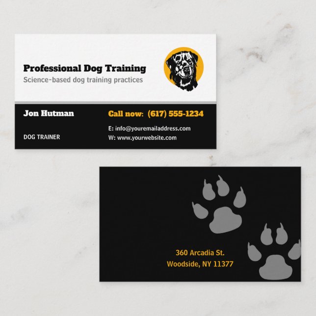 Dog Trainer | Dog Training School Visitenkarte (Vorne/Hinten)