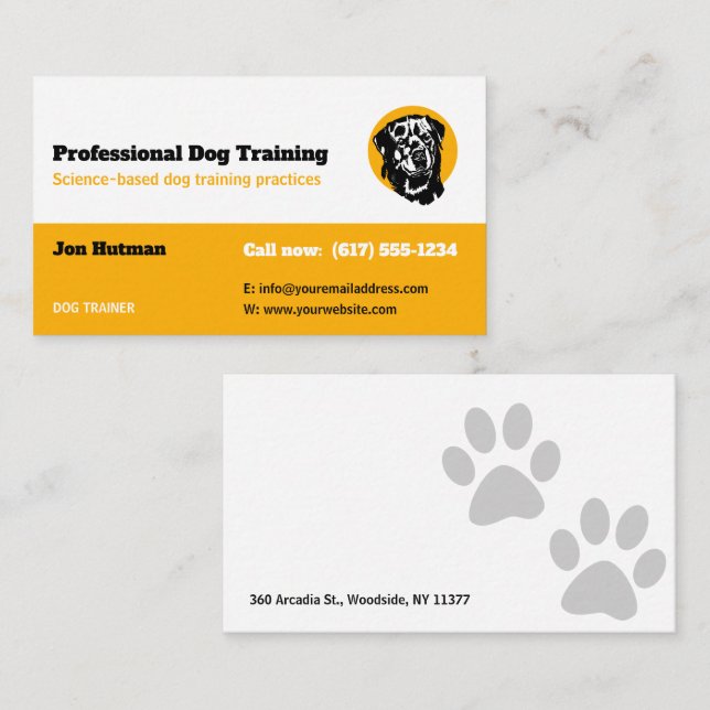 Dog Trainer | Dog Training School Visitenkarte (Vorne/Hinten)
