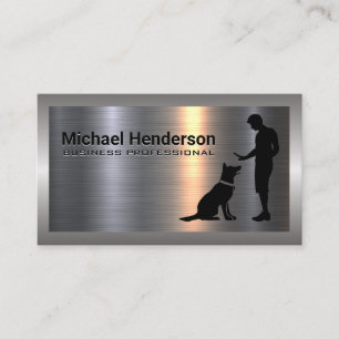 Dog Trainer mit Hund Metallic Visitenkarte