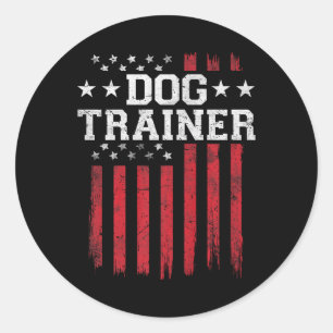 Dog Trainer Proud American Flag Usa Patriot Patrio Runder Aufkleber