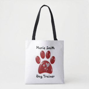 Dog Trainer Red Paw Print White Hearts Muster Must