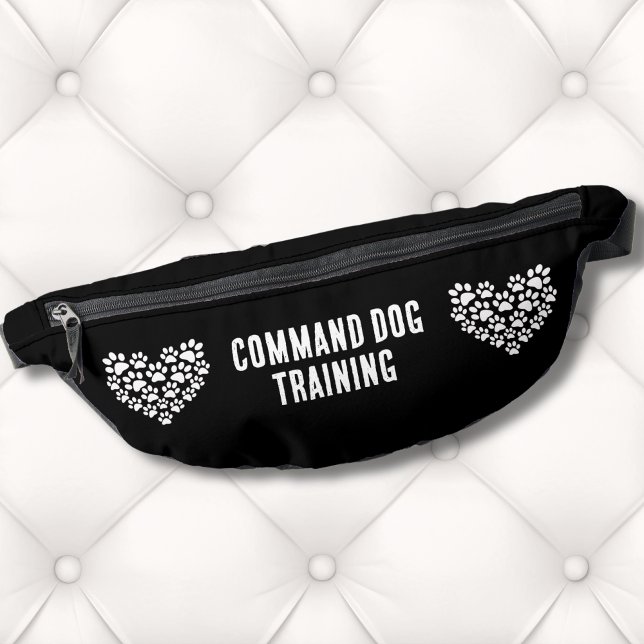 Dog Trainer Schwarz-weiß Paw Print Bauchtasche (Cute Dog Trainer Black White Paw Print Heart Fanny Pack )