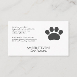Dog Trainer Sitter Paw Print Visitenkarte