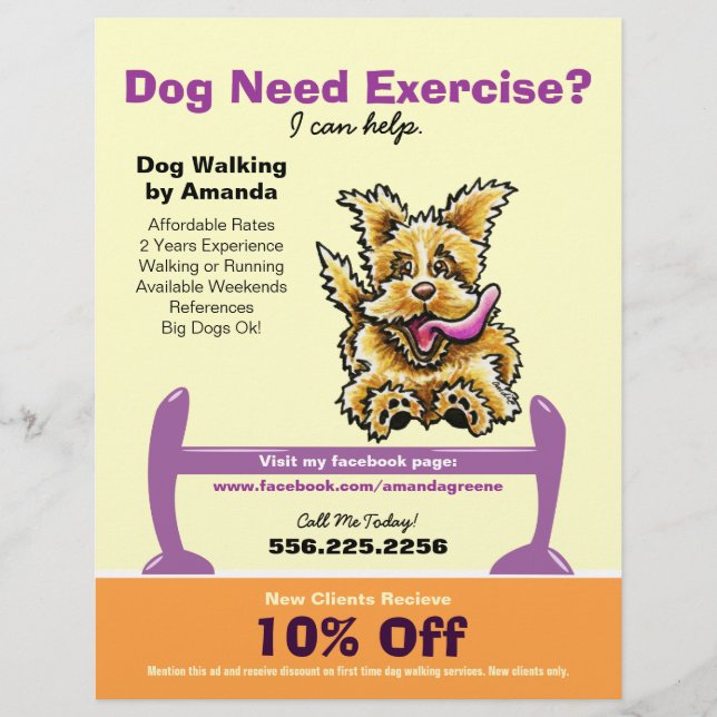 Dog Trainer Training Active Terrier Coupon Ad Flyer (Vorne)