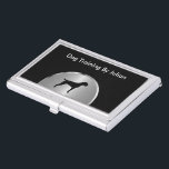 Dog Training Business Card Fall Visitenkarten Dose<br><div class="desc">Hunde-Training und Gehorsam Visitenkarten-Hüllen inklusive einer Hunde-Silhouette,  silberfarbene Designelemente und Textraum können Sie personalisieren. Entworfen als Vorlage für Visitenkarten für einen Tiertrainer und -lehrer,  Klassen oder Schule. Macht einen großen ersten Eindruck.</div>