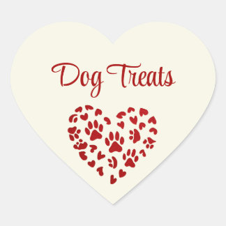 Dog Treats, Red Hearts & Paws, Customizable Herz-Aufkleber