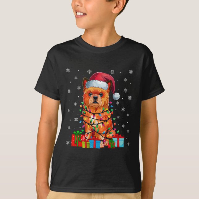 Dog Ugly Xmas Lights Weihnachtsmannmütze Brussels  T-Shirt (Vorderseite)
