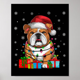 Dog Ugly Xmas Lights Weihnachtsmannmütze English B Poster