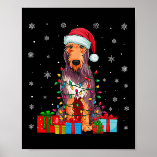 Dog Ugly Xmas Lights Weihnachtsmannmütze Irish Wol Poster
