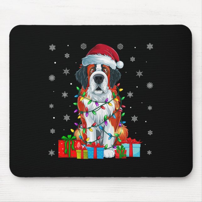 Dog Ugly Xmas Lights Weihnachtsmannmütze Saint Ber Mousepad (Vorne)