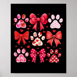 Dog Valentine Coquette Dog Paw Print Herz rosa Cu Poster