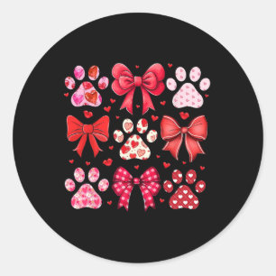 Dog Valentine Coquette Dog Paw Print Herz rosa Cu Runder Aufkleber