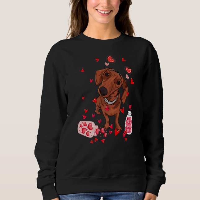 Dog Valentine Cute Dachshund Valentine's Day Sweatshirt (Vorderseite)