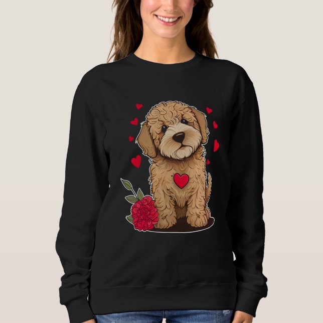 Dog Valentine Cute Golden Doodle Valentine's Day Sweatshirt (Vorderseite)