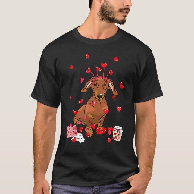 Dog Valentine Gift Cute Dachshund Valentine's Day T-Shirt (Vorderseite)