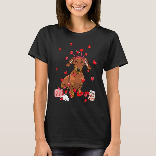 Dog Valentine Gift Cute Dachshund Valentine's Day T-Shirt (Vorderseite)