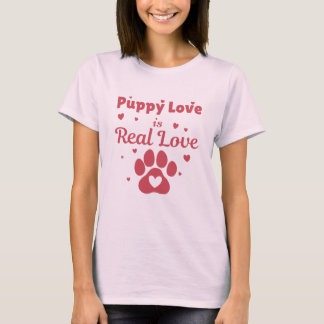 Dog Valentine Gift with Cute Puppy Love Paw Art T-Shirt