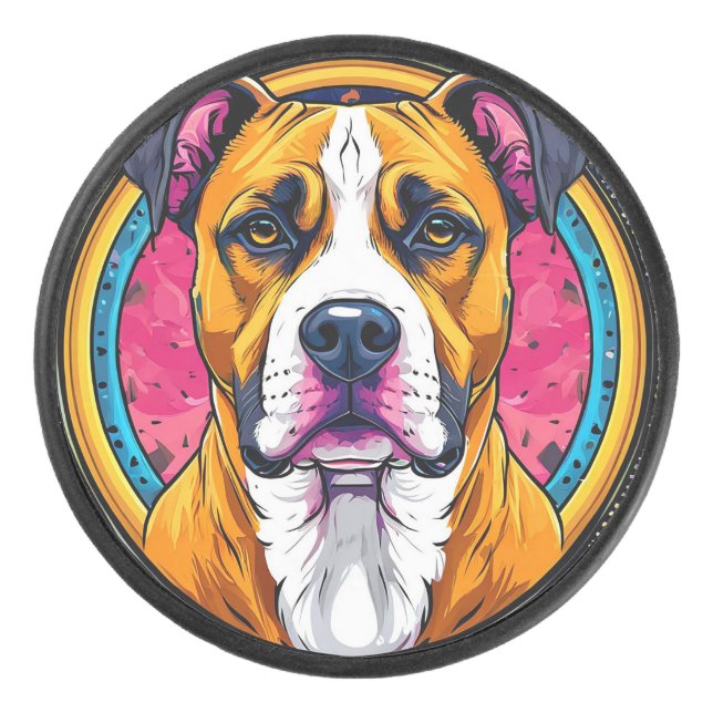 Dog Vector Illustration Eishockey Puck (Vorderseite)