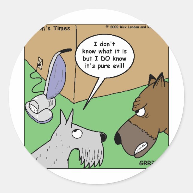 Dog VS. Staubsauger Gewitterte Geschenke und Samml Runder Aufkleber (Vorderseite)