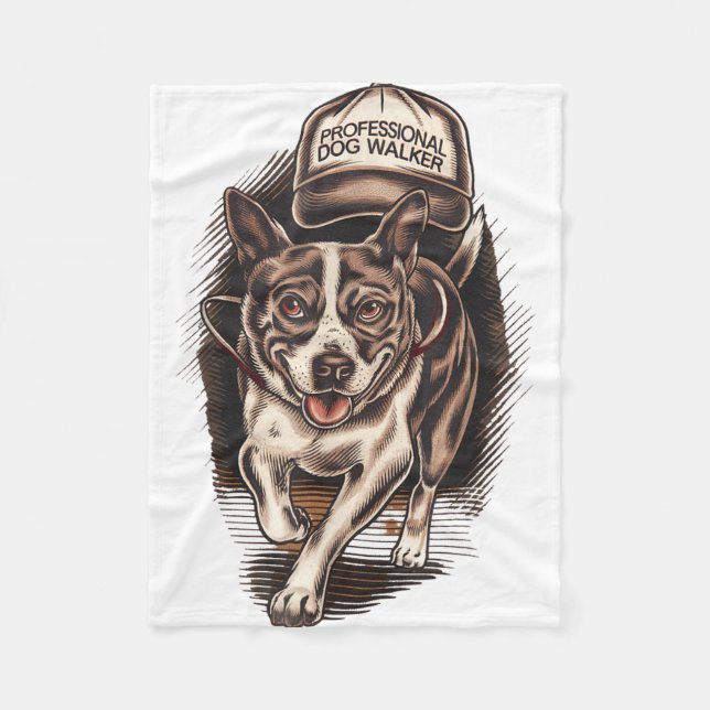 Dog Waking Professional Dog Walker Hat Graphic  Fleecedecke (Vorderseite)