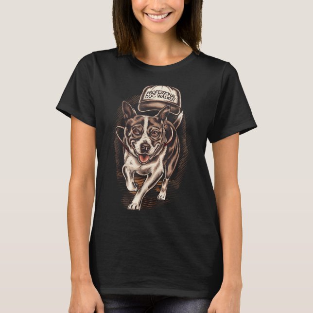 Dog Waking Professional Dog Walker Hat Graphic  T-Shirt (Vorderseite)
