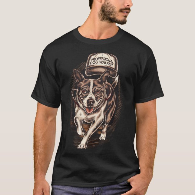 Dog Waking Professional Dog Walker Hat Graphic  T-Shirt (Vorderseite)