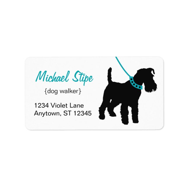 Dog Walker Address Labels teak Adressaufkleber (Vorne)