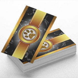 Dog Walker Black Gold   Pflege von Haustieren Visitenkarte