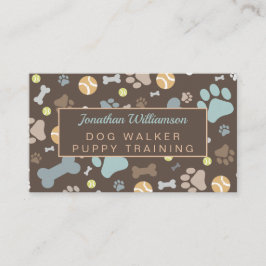 Dog Walker Brown Paw Print Visitenkarte