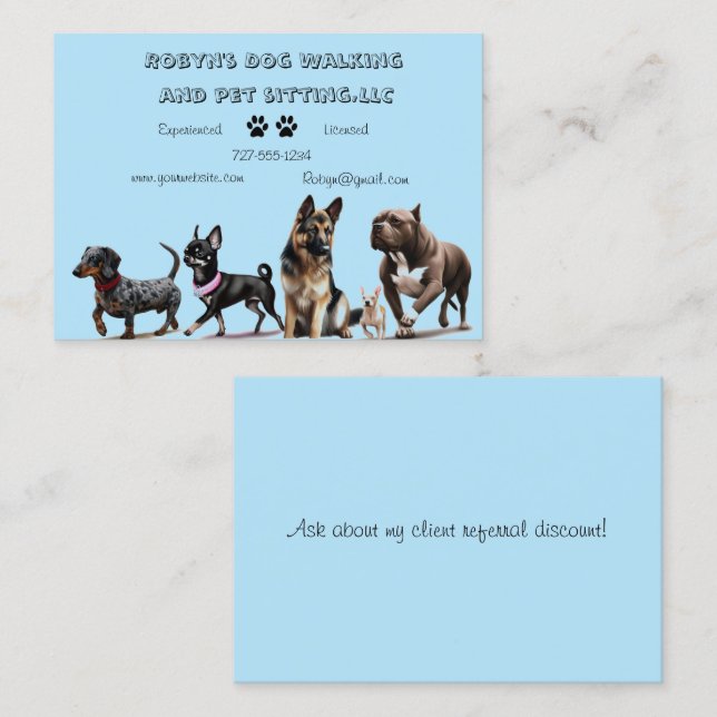 Dog Walker Business Card Visitenkarte (Vorne/Hinten)