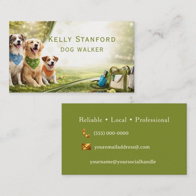 Dog Walker  Business Card Visitenkarte (Vorne/Hinten)