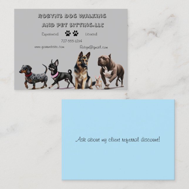 Dog Walker Business Card Visitenkarte (Vorne/Hinten)