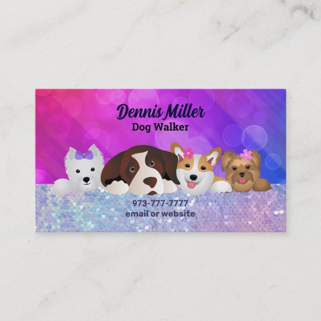 Dog Walker Business Cards Visitenkarte (Vorderseite)