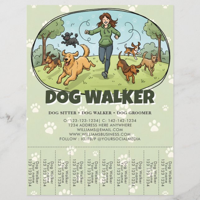 Dog Walker Dog Walking Service Custom Flyer (Vorne)