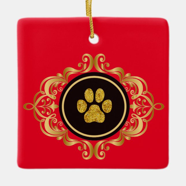 Dog Walker Gold Paw Print Ornament (Vorderseite)