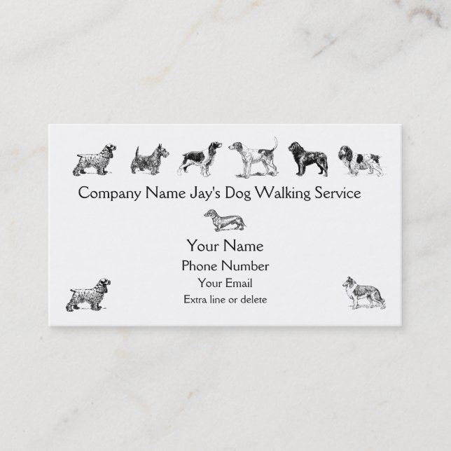 Dog Walker Groomer Pet Care Service Custom Company Visitenkarte (Vorderseite)