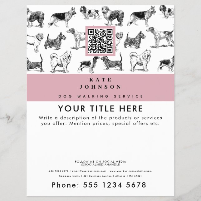 Dog Walker Grooming Dog Trainer Groomer Business Flyer (Vorne)