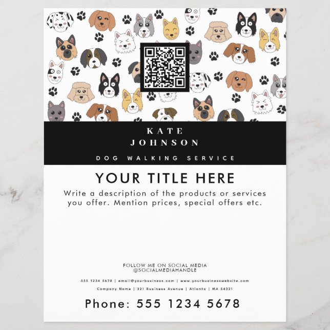 Dog Walker Grooming Dog Trainer Vet Dog Wellness-C Flyer (Vorne)