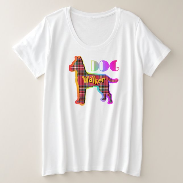 Dog Walker Große Größe T-Shirt (Design vorne)