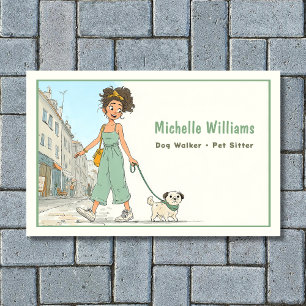 Dog Walker   Haustier-Sitter   Girl Walking Dog Visitenkarte