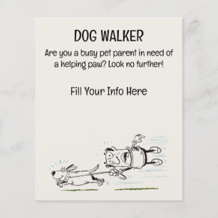Dog Walker lustig und einnehmend Cartoon Flyer