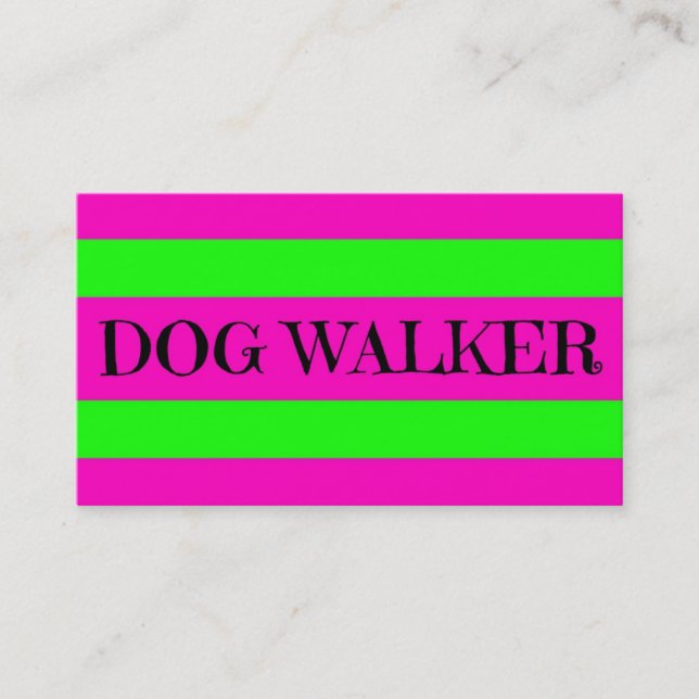 Dog Walker Neon Green und Hot Pink Visitenkarte (Vorderseite)