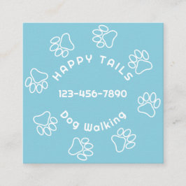 Dog Walker Paw Print Circle Summer Sky Blue Quadratische Visitenkarte