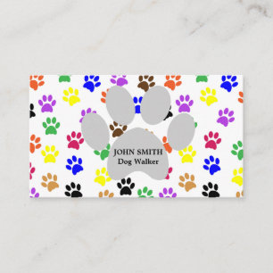 Dog Walker Paw Print Pattern Visitenkarte