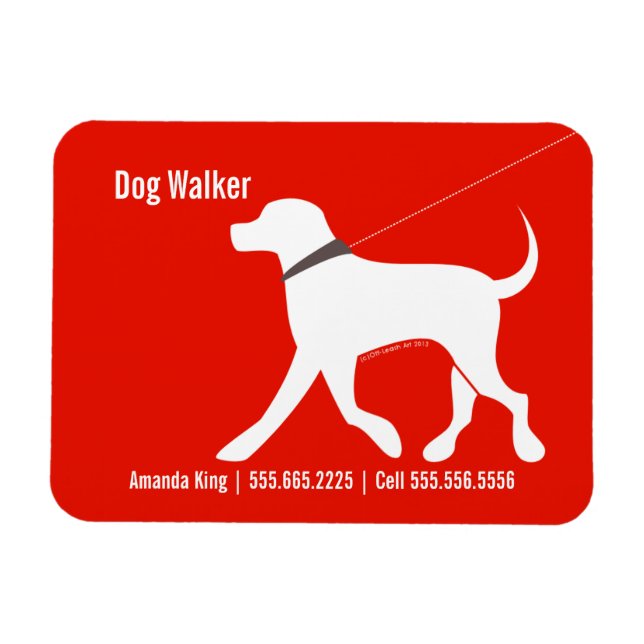 Dog Walker Pet Business Labrador Moderner Red Magnet (Horizontal)
