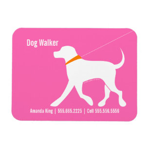Dog Walker Pet Business Labrador Modernes Rosa Magnet