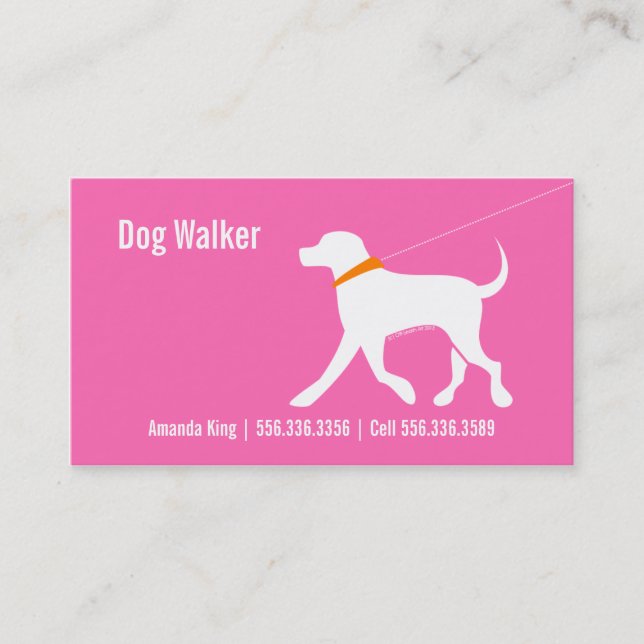Dog Walker Pet Business Labrador Modernes Rosa Visitenkarte (Vorderseite)